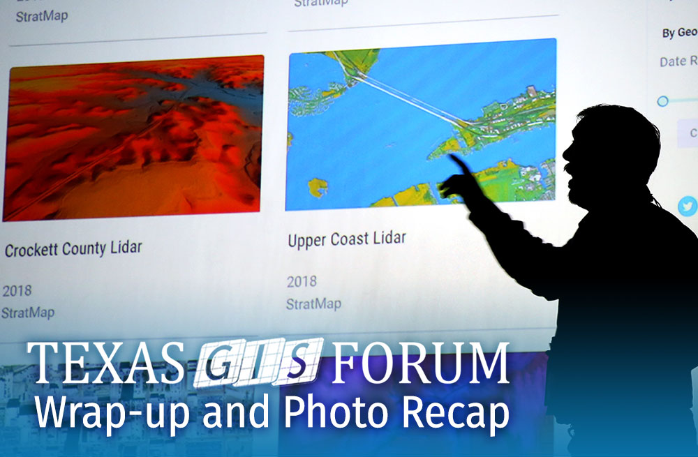 Silohuette of speaker in front of screen, Texas GIS Forum Wrap-Up